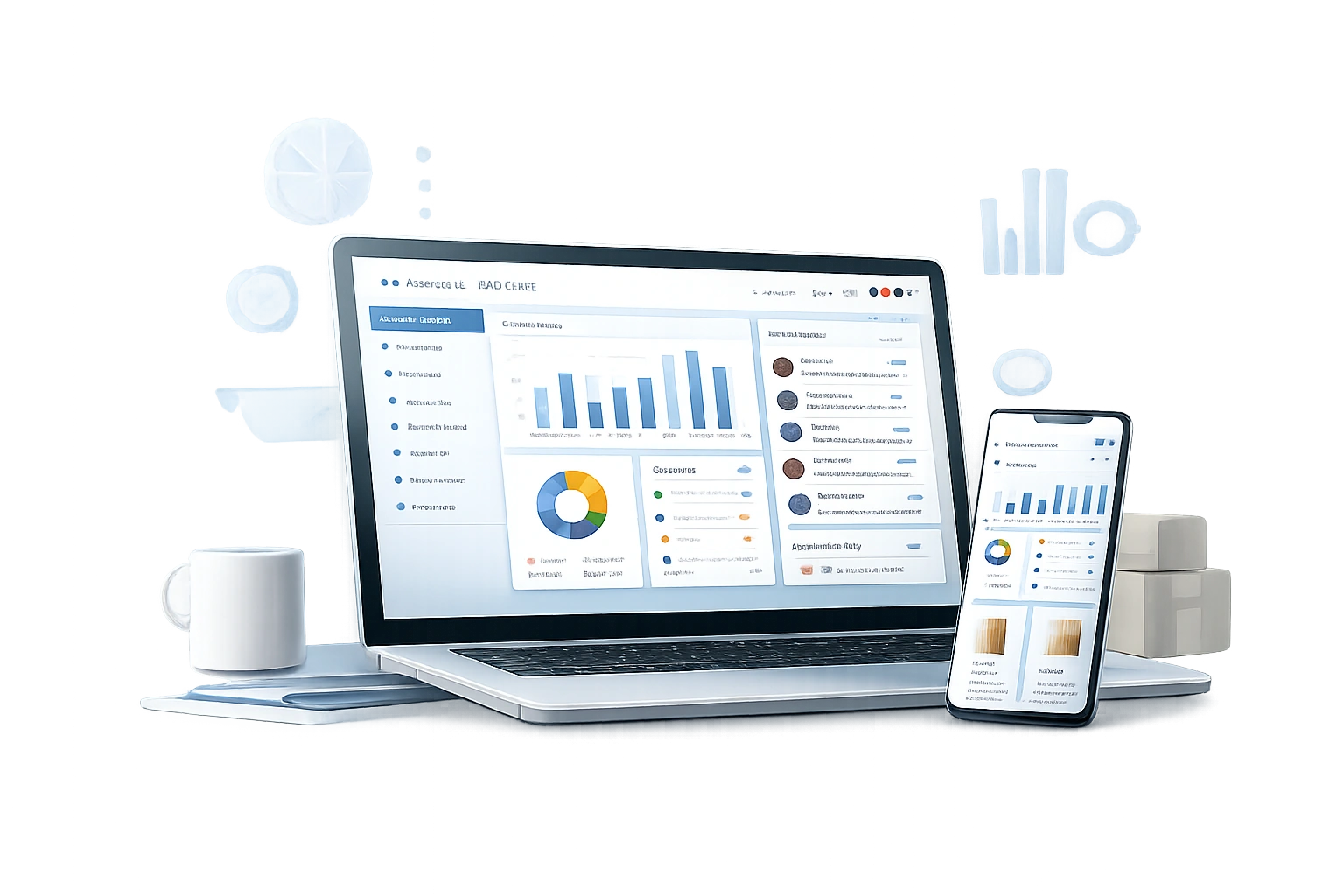 Mockup de dashboard CRM con analytics