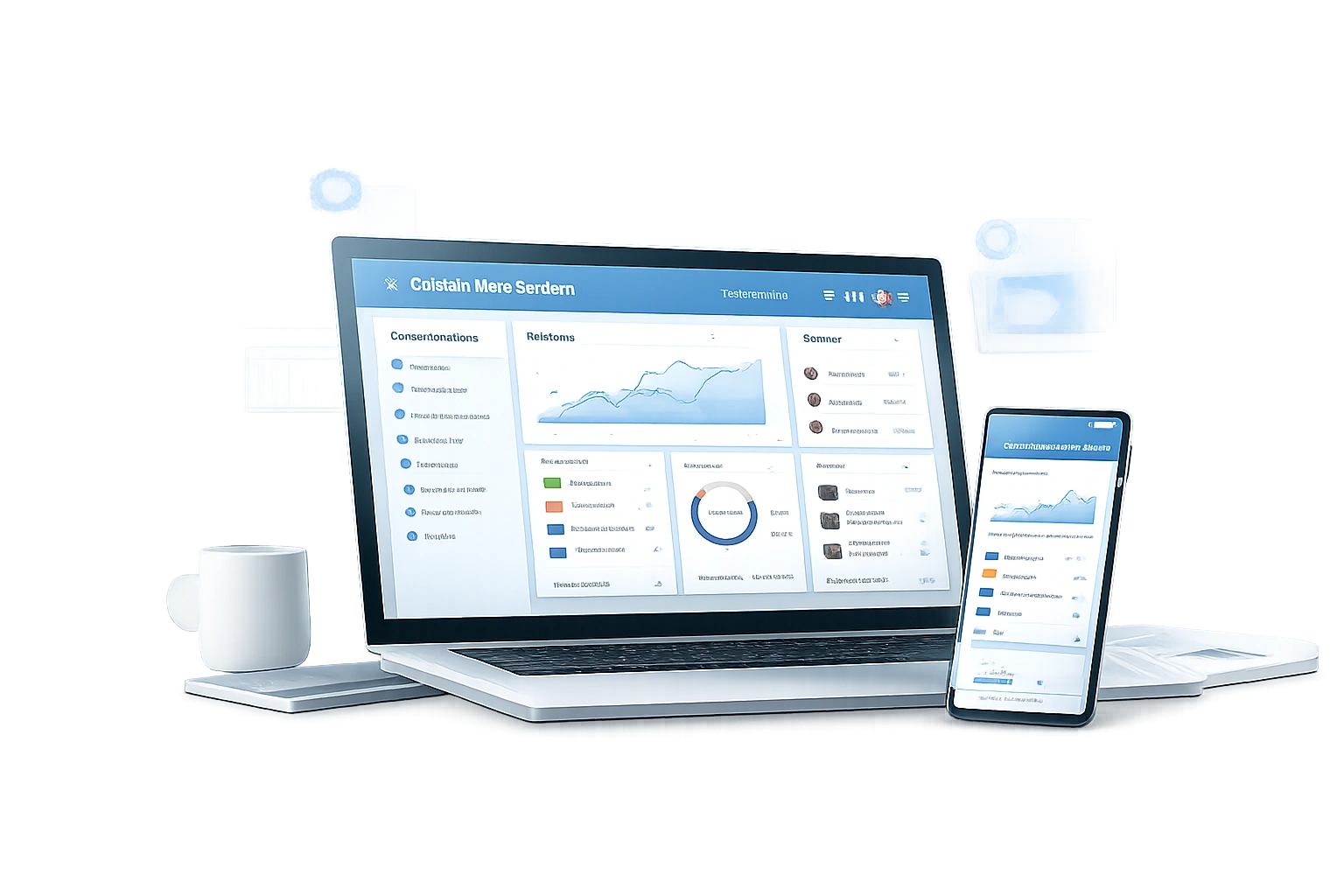 Mockup de sistema personalizado con dashboard