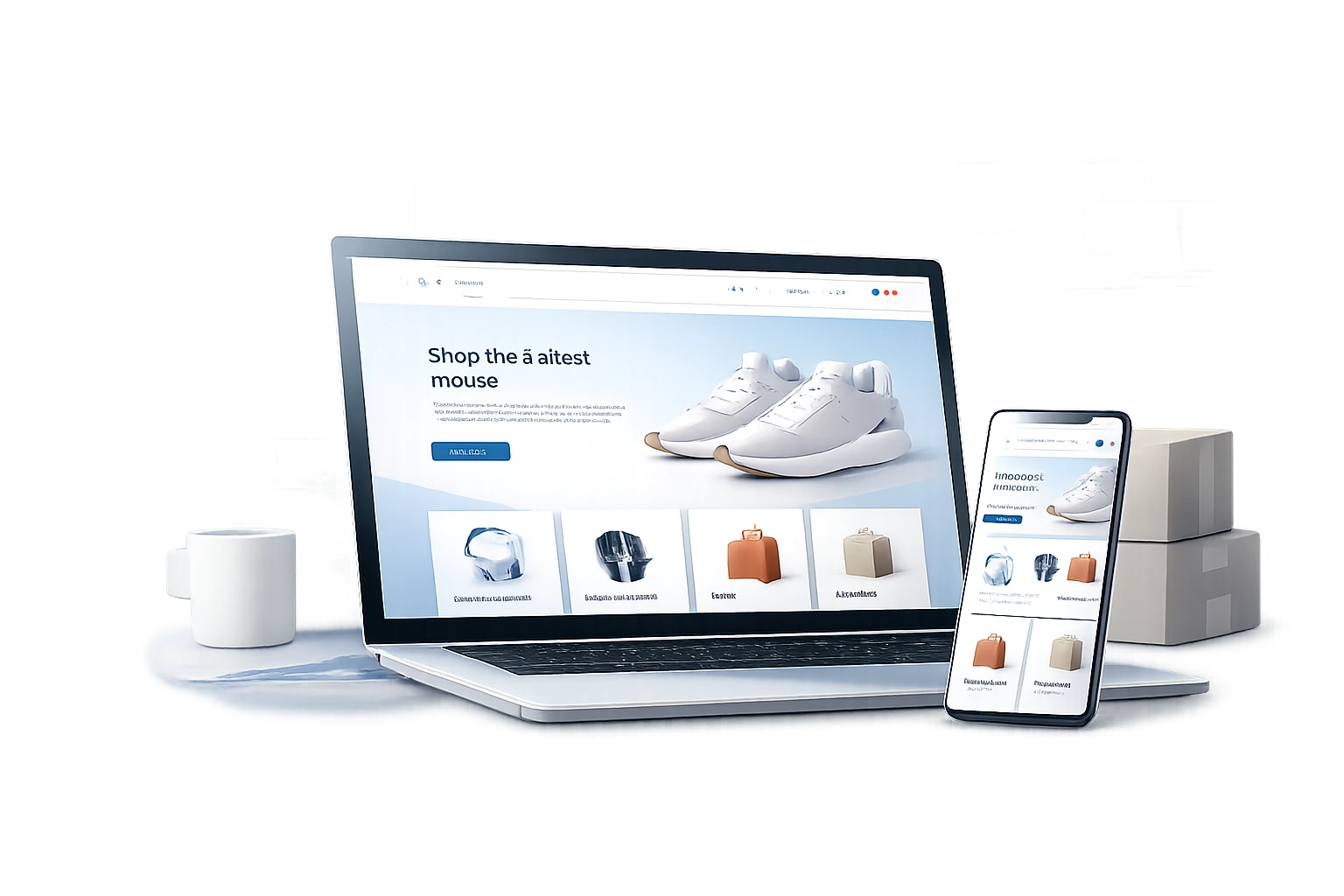 Mockup de tienda e-commerce responsive